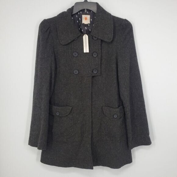 Women's Anthropogie Tulle Wool Blend Peacoat Size Small NEW - Picture 1 of 4